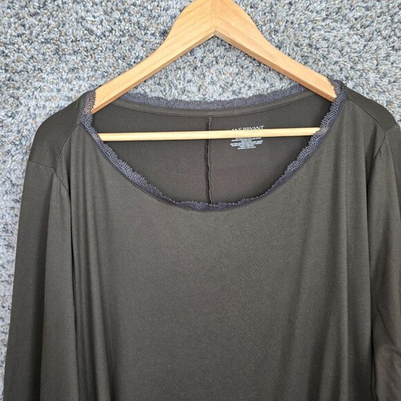 Lane Bryant Top Womens Plus 26/28 Brown Scoop Neck Lace Trim Long Sleeve Tee - Picture 4 of 7